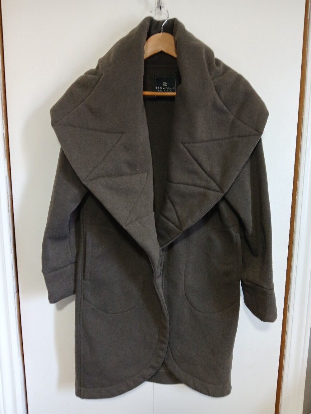 ​Bagatelle Dark Grey Quilted Collar Drape Front Duster Cardigan Jacket S